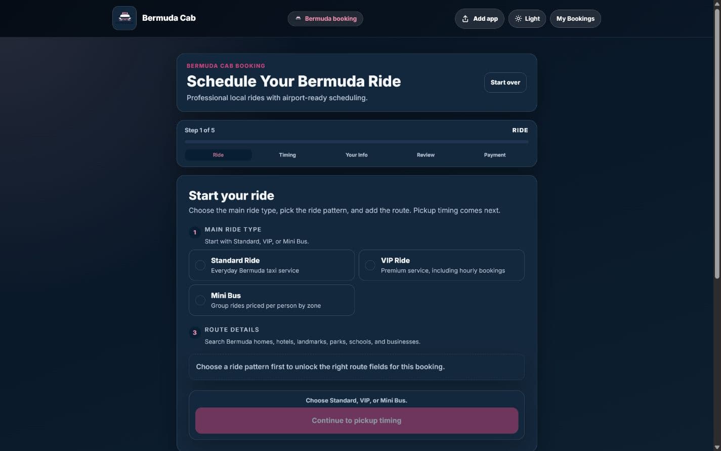 BermudaCab live interface preview